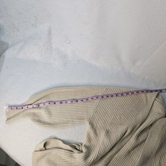 Beige Balloon Sleeve Cardigan Knit Sweater Balloon Sleeve - Picture 6 of 6
